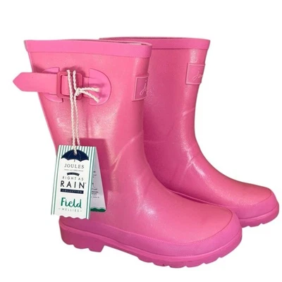 Botas de Chuva Joules Welly Bright Pink Glitter Impermeáveis para Meninas Grandes Tamanho 4 NOVO - Imagem 1 de 4
