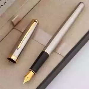Parker Sonnet Series Stainless Steel Gold Clip Fine 0.5mm Nib Fountain Pen - Picture 1 of 7