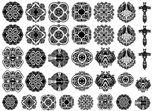 Celtic Knots 36 pcs 0.75 to 1 Inch Black Fused Glass Decals - Picture 1 of 1