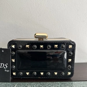DS Studded Black Hard Shell Clutch - Picture 1 of 7