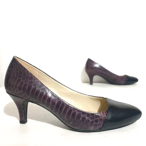 Naturalizer Shoes Sz US8.5 W UK6.5 EU39.5 Purple Croc Print Black Gusta Heels - Picture 1 of 13