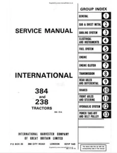 Case IH 384 238 Workshop Manual Delivered Today - Picture 1 of 4