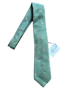 NWT Cordings English Pointer Woven Wool and Silk Necktie Green Color One Size - Picture 1 of 6