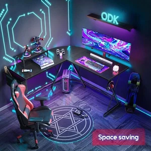 Black Or White L-Shaped Corner Gaming Desk Corner Table gaming Desk Office Desk - Picture 1 of 15