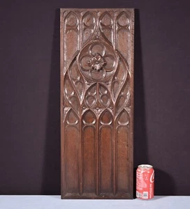 27" French Antique Gothic Revival Panel in Solid Oak Wood Salvage Late 1800's - Picture 1 of 12