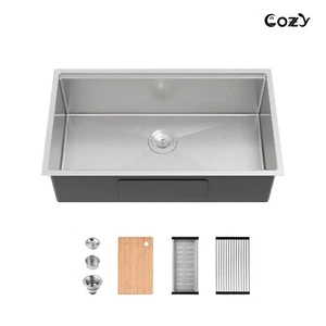 Gemütliche Unterbau Edelstahl Bürstenspüle 33x19x8 Zoll mit Zubehör - Bild 1 von 12