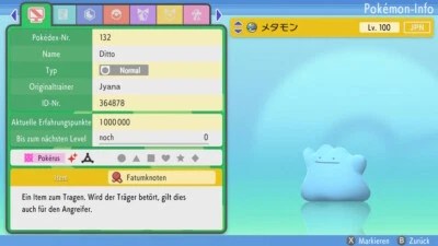 Shiny Ditto 6DV Japanisch LVL 100 Legal + Onlinefähig | Pokemon Diamant & Perl - Bild 1 von 4