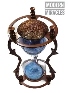 Temporizador de arena antiguo de latón turco de 5 minutos grabado para decoración del hogar - Imagen 1 de 7