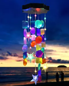 Solar Wind Chimes for Outside - Waterproof Decorative Mobile Porch Light - Picture 1 of 8