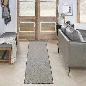 Nourison Courtyard Ivory Charcoal 2' x 6' Area Rug Easy Cleaning, Non - Picture 1 of 7