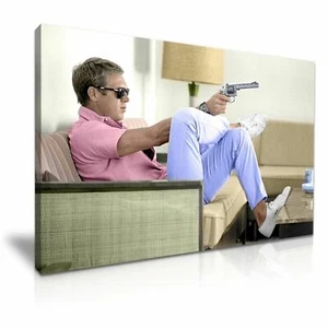 Steve McQueen mit Waffe Leinwand Modernes Heimbüro Wand Art Deco Neue Farbe - Bild 1 von 13