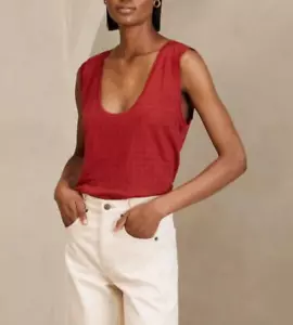 BANANA REPUBLIC Linen Scoop-Neck Tank #630252 - Picture 1 of 6