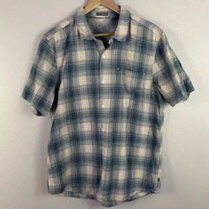Toad & Co Mens L Plaid Coolant SS Shirt 100% Organic Cotton - Picture 1 of 4