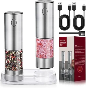 2 PROFI Pfeffermühle Elektrische Salz Und Pfeffermühle USB Aufladbar Gewürzmühle - Bild 1 von 22
