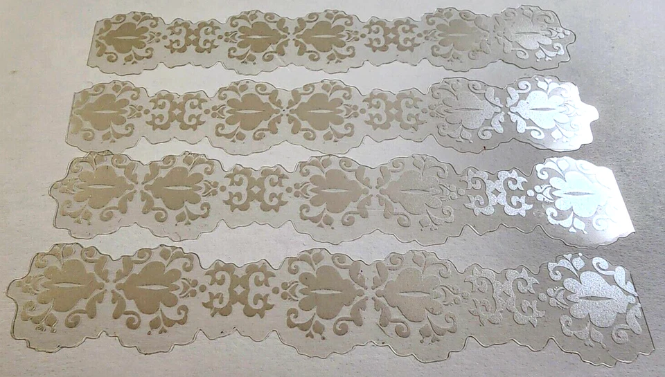 Pegatinas Boho ornamentadas #2 acetato de lámina de plata K&Company 4 piezas 6" x 1" Foto 1 de 1