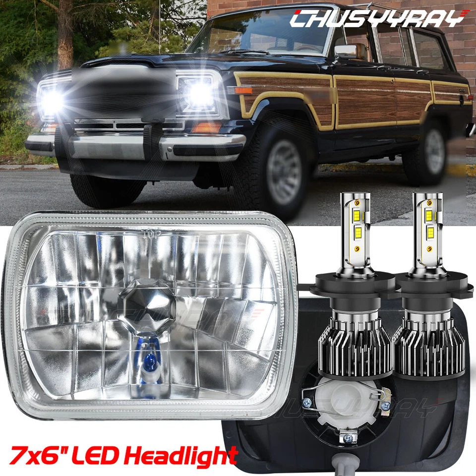 Faros LED de haz alto/bajo de 7x6" 5x7"" para Jeep Grand Wagoneer 1984-1988 1990-1991 Foto 1 de 4
