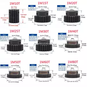 45# Engranaje de espolón de acero con paso 1M10T-80T Metal Mod 1 engranaje de motor 10-80 dientes x1 piezas - Imagen 1 de 23