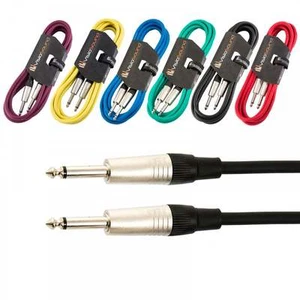 Guitar Lead 6.35mm Mono Jack to Jack / Instrument Cable / Patch Lead / 6 Colours - Picture 1 of 31