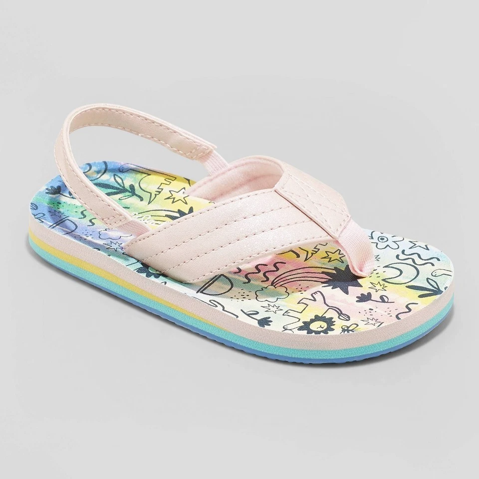 Cat & Jack Toddler Girls Shawn Slip On Flip Flop Size Large 9/10 Tie Dye  NEW - Image 1 of 1