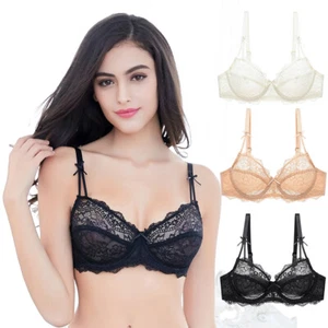 Varsbaby Sheer Unlined Lace Bra Sexy Underwire Transparent Brassiere Underwear - Picture 1 of 14