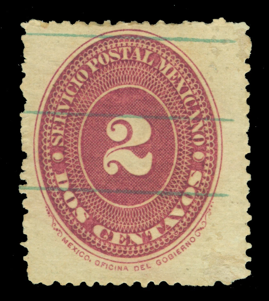 MEXICO 1887 Numeral of Value 2c brown carmine  Perf. 12  Scott # 196 mint MH VF - Image 1 of 2