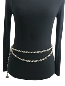 Women's Chain Belt XS Silver VTG Swag Draped Heavy Metal Body Belly Ladies - Picture 1 of 11
