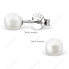 Natural Pearl Gemstone Stud Ball Earrings 925 Sterling Silver Jewelry For Women