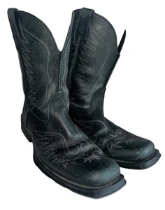 Ariat Rambler Phoenix Mens Size 8.5D Black Leather Cowboy Casual Western Boots - Picture 1 of 11