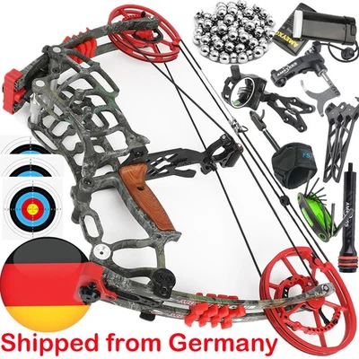 Compoundbogen Stahlkugel Pfeil Dual-use 30-70lbs Angeln Jagd Bogenschießen RH LH - Bild 1 von 4
