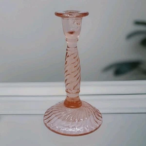Vintage Duncan Miller Pink Rosaline 8" Candlestick Spiral Fluted - Bild 1 von 7