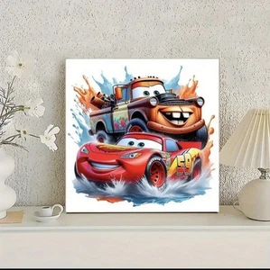 Diamond Art Kit LIGHTNING & TOWMATER From Disney's Cars.  Lg. Canvas  40x40 cm - Picture 1 of 6