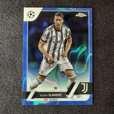 2022-23 Topps Chrome UEFA Dusan Vlahovic Blue Lava Refractor Juventus - Image 1 of 2