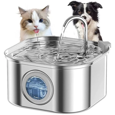 Katzenbrunnen 3.2L Edelstahl Trinkbrunnen für Katze Hunde Leise Trinkbrunnen - Bild 1 von 4