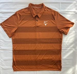 Nike Texas Longhorns Polo Shirt Mens 2XL XXL Orange Striped Dri Fit Lightweight - Picture 1 of 9