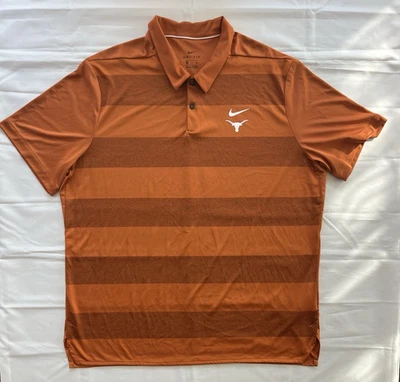 Nike Texas Longhorns Polo Shirt Mens 2XL XXL Orange Striped Dri Fit Lightweight - Image 1 of 4