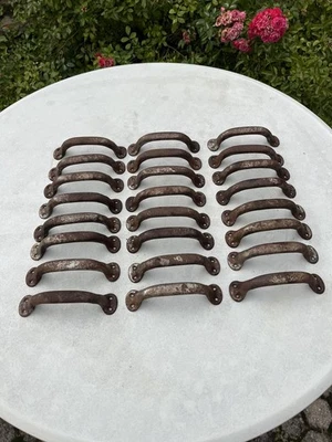 poignée Ancienne Tiroir Fer Lot  24 Poignées meuble de métier Pièce Authentique - Photo 1/4