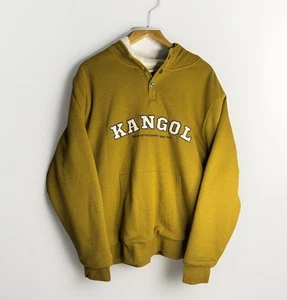 Sudadera con capucha forrada Kangol Sherpa para hombre L amarillo logotipo adorno en el pecho - Imagen 1 de 6