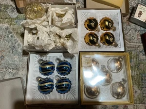 4er Set Vintage Glas Weihnachtskugel Ornamente, 2,5 Zoll Durchmesser, gold/blau - Bild 1 von 5