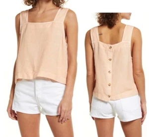 Top corto Abbie MADEWELL mezcla de lino MUJER TALLA 8 melocotón botón espalda sin mangas - Imagen 1 de 8