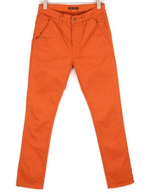 Nudie Jeans Khaki Slim Hombre Pantalones W28/L30 Orgánico Cálido Cierre Naranja - Imagen 1 de 4