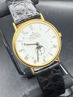 Мужские кварцевые часы Movado 87-27-862 тройная дата фаза луны с оригинальным рабочим ремешком - Изображение 1 из 4