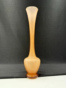 Vtg Lefton Glass Works Hand Blown 11” Glass Vase Frosted Salmon Color Japan - Picture 1 of 13