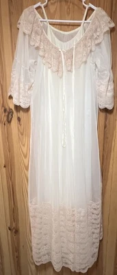Camisón Intime California Nupcial Chifón Transparente Peignoir Bata Marfil Encaje Talla S Foto 1 de 4