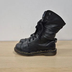 Dr Martens Aimilita Black Leather Mid Calf 9 Holes Boots Tartan Check Uk 5 Eu 38 - Picture 1 of 11