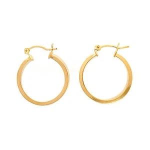 14k gold filled Hoops Earrings 1 Inch Round Textured design - Foto 1 di 3