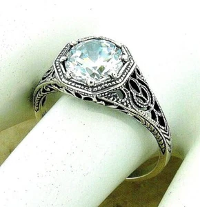 HOCHZEIT VERLOBUNG 925 STERLING SILBER ART DECO STIL CZ FILIGRAN RING 1146X - Bild 1 von 27