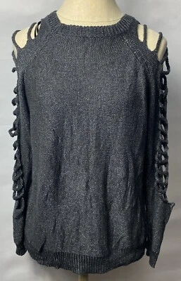 Suéter Top Forever 21 Para Mujer Corte Hombro Frío Metálico Gris Oscuro Tejido Talla M Foto 1 de 3