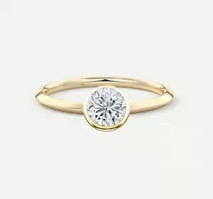 IGI F/VS 1 kt runder im Labor gezüchteter Diamant Solitär Zargenring massiv 14 K Gelbgold - Bild 1 von 2