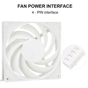14cm 140mm White PC Fan Cooler Fan Case PC Computer Cooling 4 Pin Low Noise - Picture 1 of 12