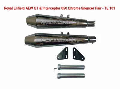 Fit For Royal Enfield GT & Interceptor 650 AEW TE 101 Exhaust Silencer, Chrome - image 1 of 4